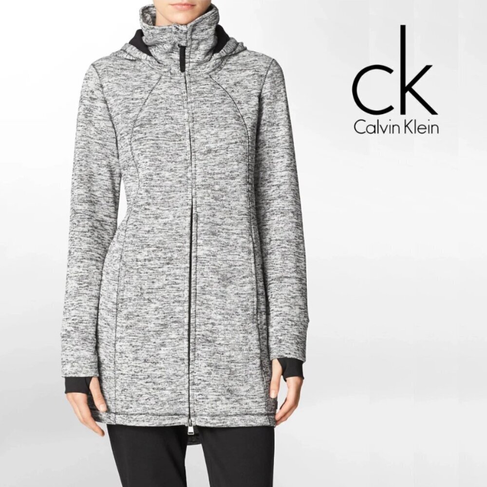 Calvin Klein Marled Hooded Performance Jacket – Black Cloud – Size M​​​